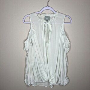 Anthropologie Maeve Mint Cold Shoulder Ruffle‎ Blouse M
